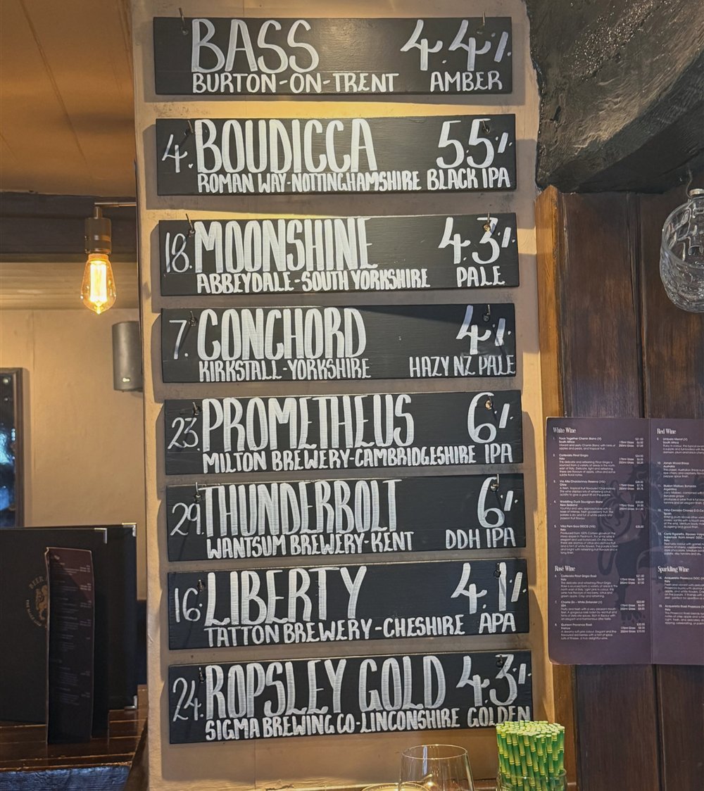 Photo of the board at the bar