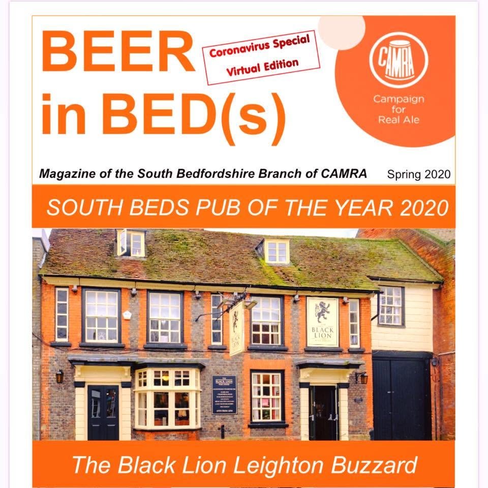 Beer in Bed(s) magazine cover: South Beds Pub of the Year 2020, The Black Lion